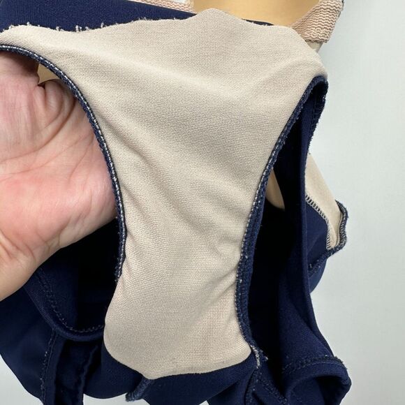 Vintage 60s Swimsuit Size 12 Front Skirt‎ Union Label One Piece Blue White USA - Picture 7 of 14